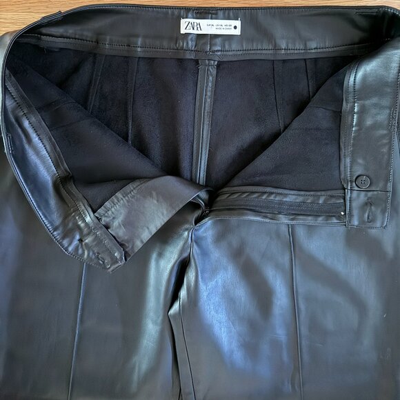 Zara Faux Leather Front Seam Wide Leg Pants Size XL - Picture 9 of 10